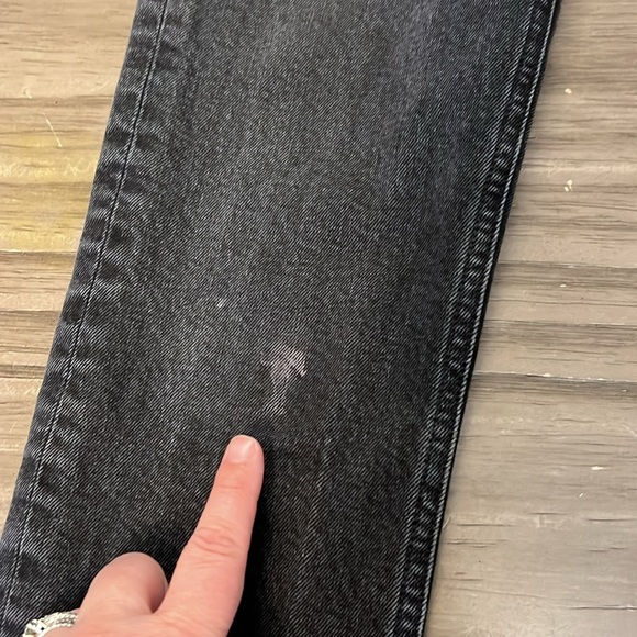 AGOLDE RILEY STRAIGHT LEG CROPPED HIGH RISE RAW HEM BLACK JEANS 26 - Picture 8 of 16